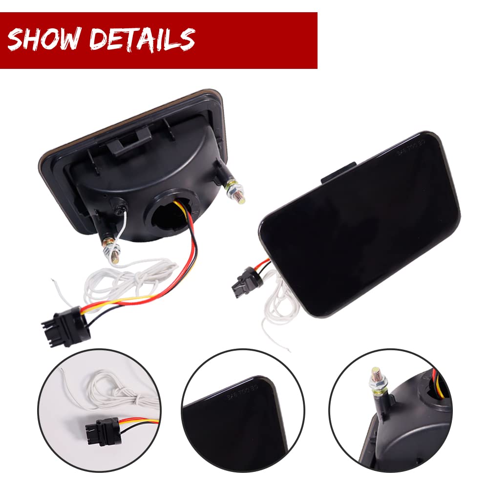 2005-2009 Hummer H2 LED Tail Lights - Smoked Lens 3-in-1 Rear Bumper Reflector with Turn Signal & Brake Light - Compatible for Fog Lamp Replacement - Perfect for Off-Roading & Night Driving Safety
