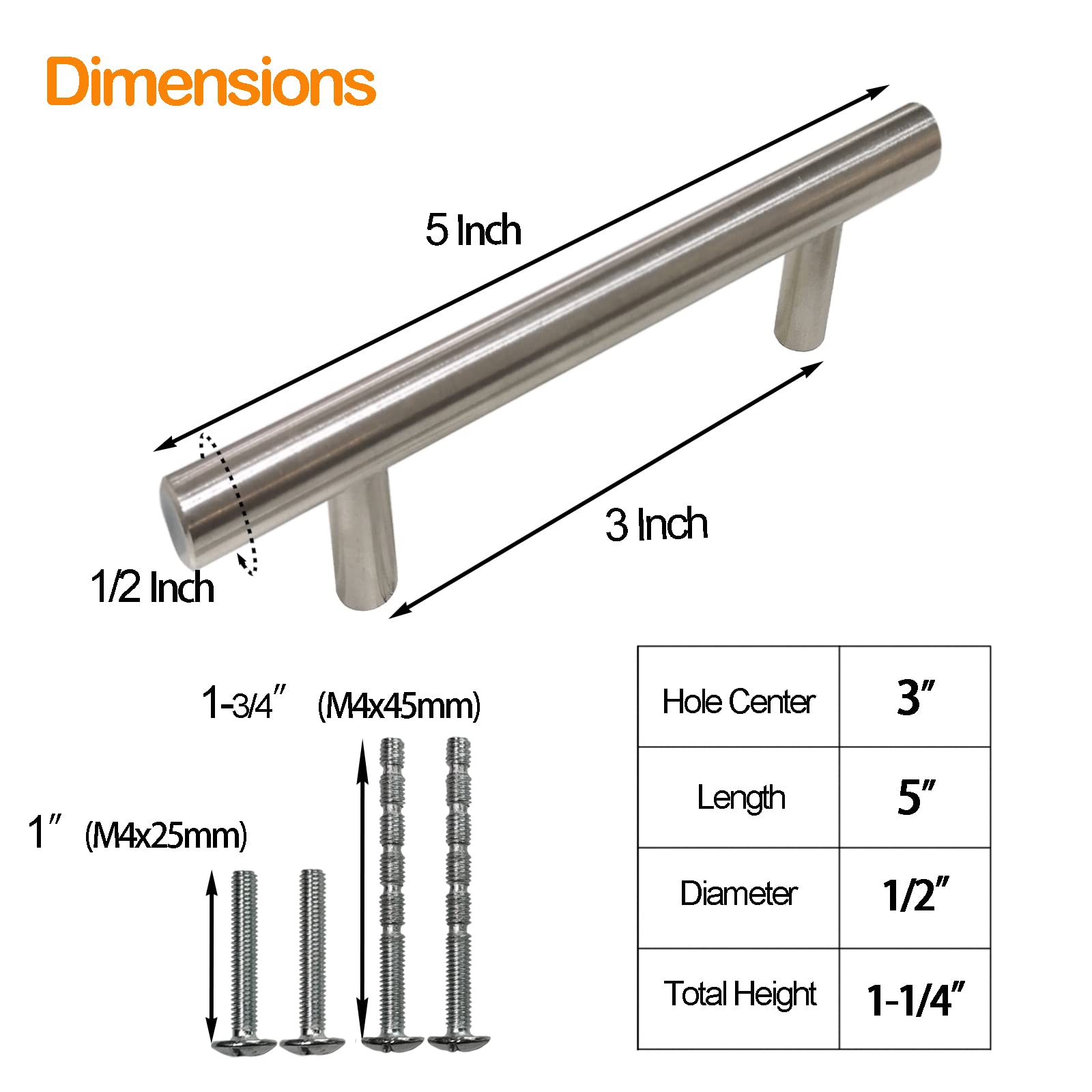 REGARSUN 24 Pack 3-5 Inch Brushed Nickel Cabinet Handles for Kitchen & Dresser - Stainless Steel Drawer Pulls for Home Upgrade