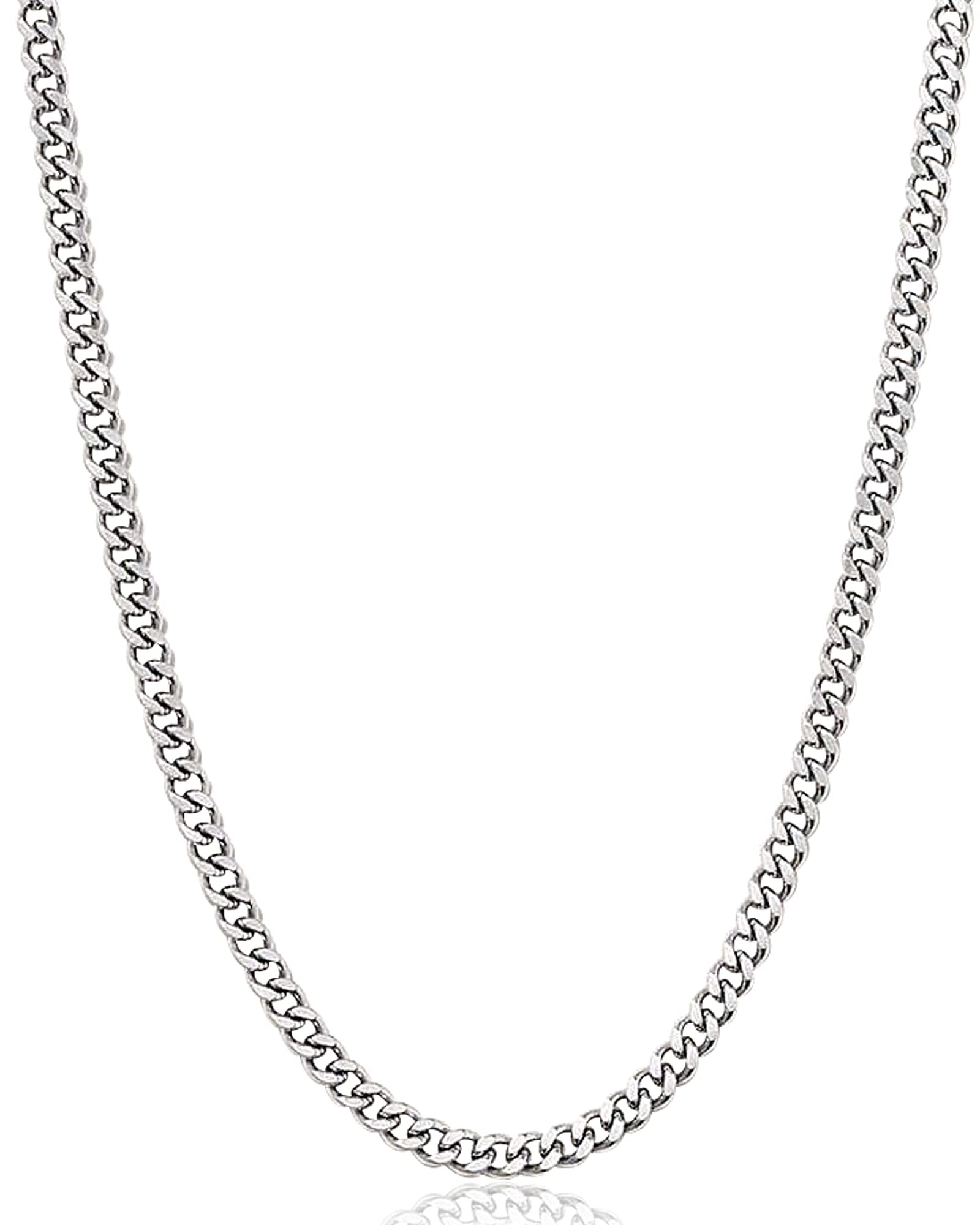 Fiusem 5mm Silver & Gold Cuban Link Chain Necklace for Men & Women - Stainless Steel Unisex Jewelry - 3.5mm/4mm/5mm Width Options - Perfect for Casual Wear, Layering & Gift Giving