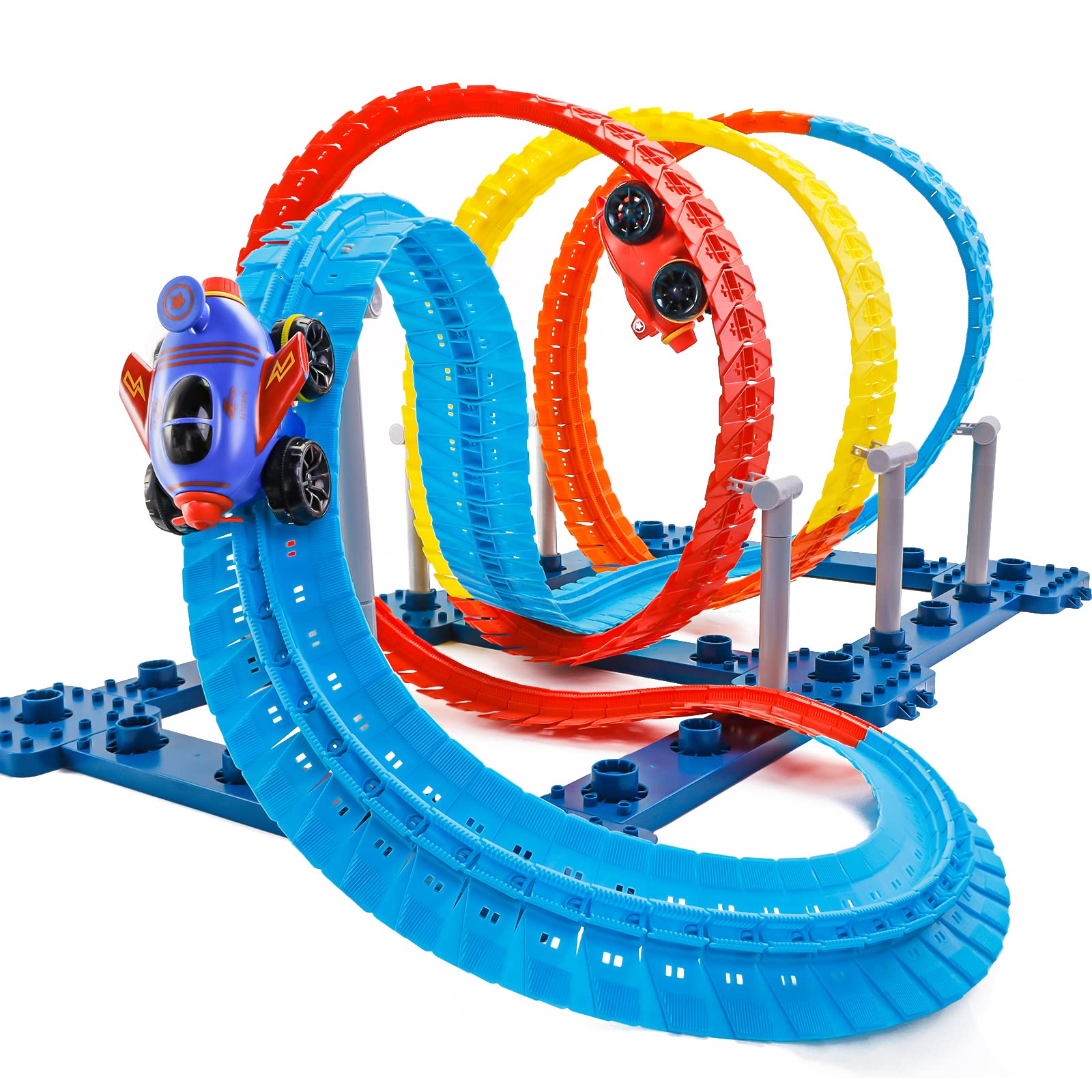 Flexible Race Track Car Set - 200PCS DIY STEM Toy with LED Lights & Bendable Racetrack for Kids Boys Girls | Educational Magic Racing Car Playset | Birthday Gifts for Children & Adults | Perfect for Indoor Play, Family Game Nights & STEM Learning Activities