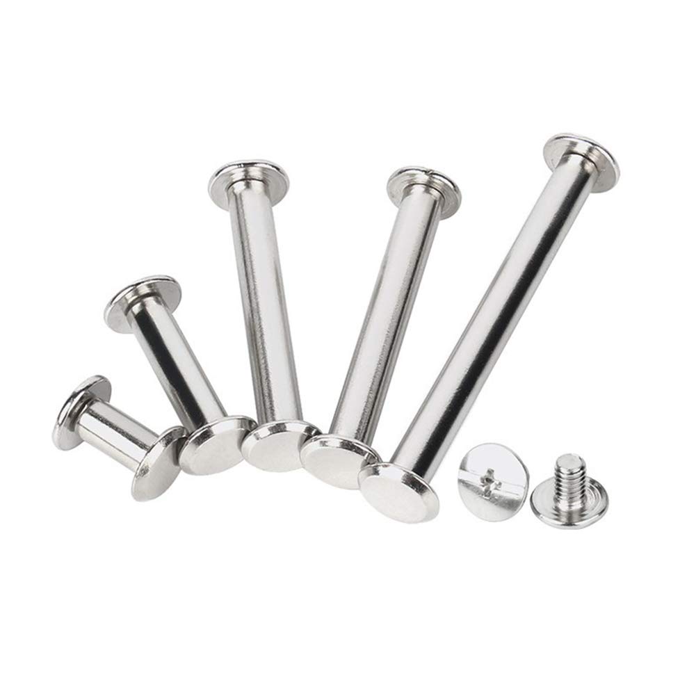 M5 Metal Cross Round Head Stud Screw Posts - Assorted Binding Screws Rivet Set Kit for Photo Album Decoration, Bookbinding, DIY Crafts & Leatherworking Projects