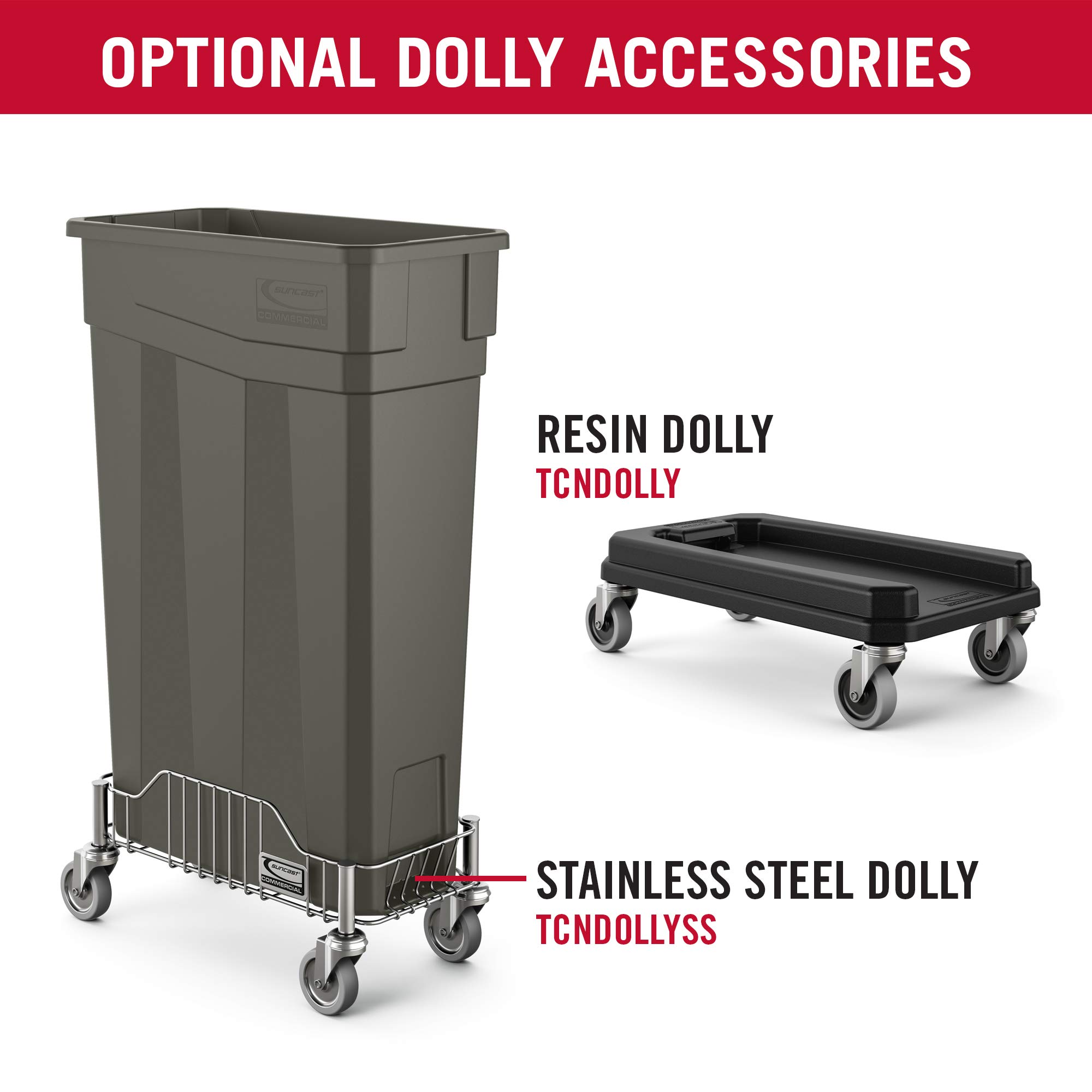 Suncast Commercial 23-Gallon Slim Trash Can - Heavy Duty Black Garbage Bin Without Handles for Kitchen, Office, or Outdoor Use