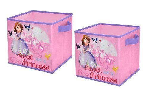 Disney Sofia the First Storage Cubes Set of 2 - 10 Inch Kids Toy Organizer for Bedroom, Playroom & Nursery - BooTool Brand Storage Bins for Toys, Books & Clothes