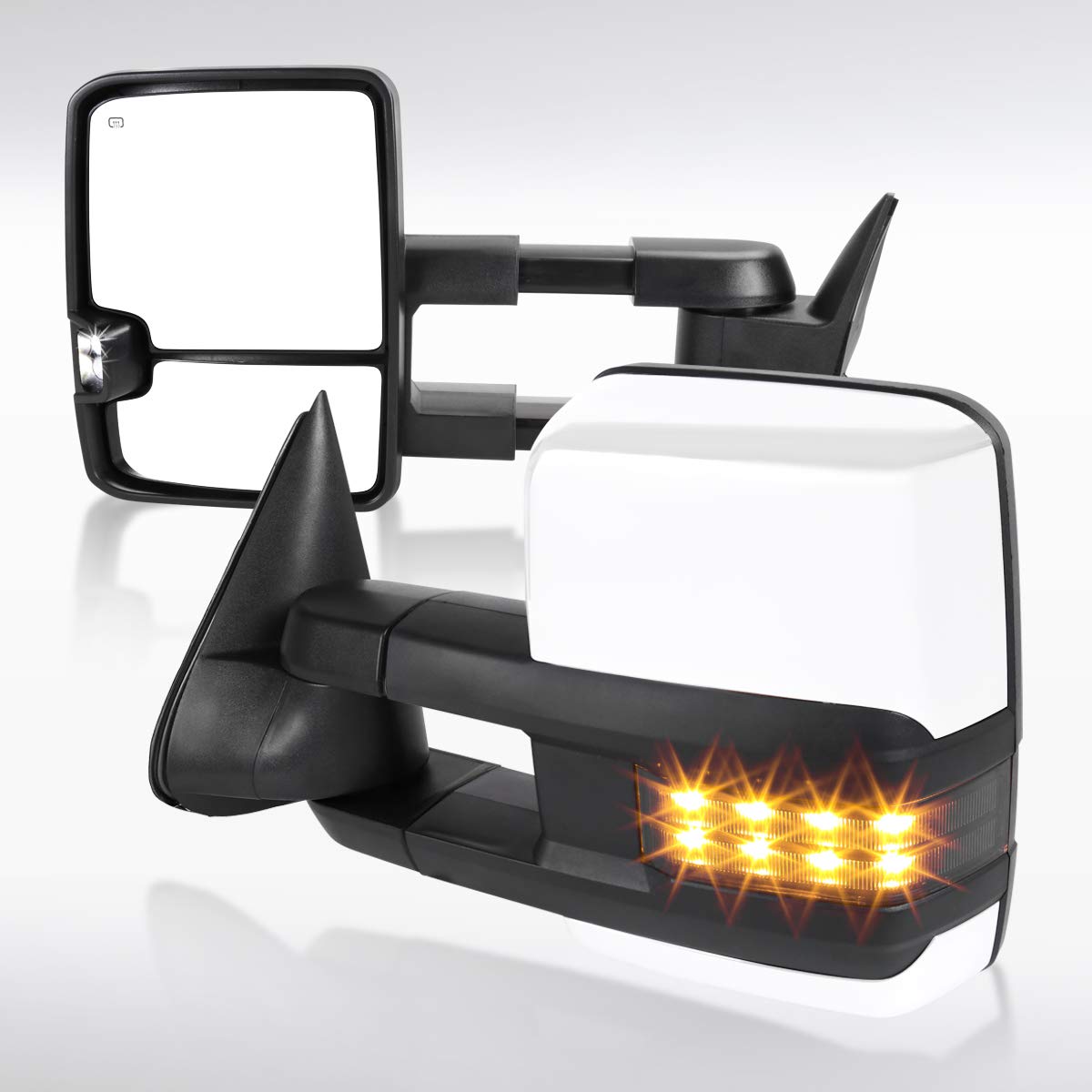 AUTOZENSATION Power Heated Tow Mirrors with Smoke LED Signal - Compatible with 1999-2002 Chevy Silverado & GMC Sierra - Facelift Style Replacement for Enhanced Visibility & Safety - Perfect for Towing, Night Driving & Off-Road Adventures