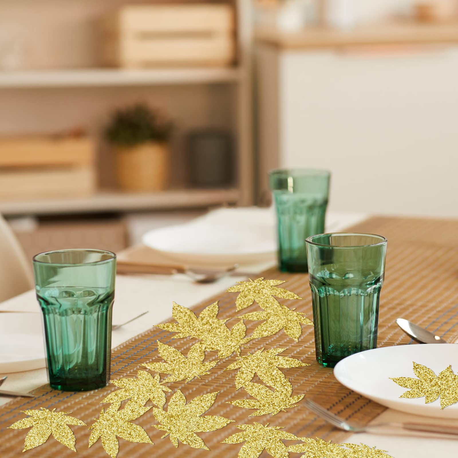 Premium Gold Marijuana Leaf Confetti for 420 Birthday Party Decorations - Single Weed Leaf Design - Perfect for Stoner Themed Parties, Cannabis Celebrations & Bachelorette Events