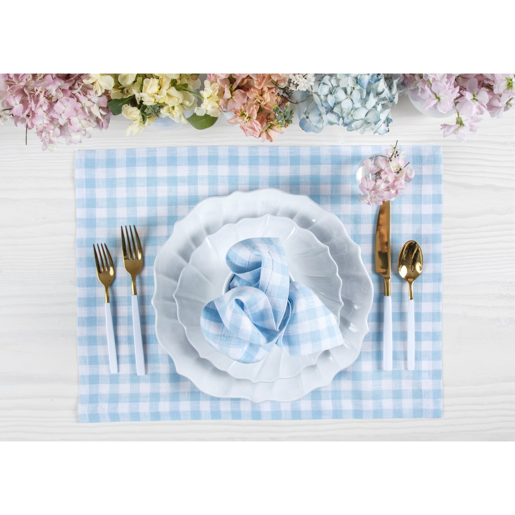 Stylish Gingham Placemats Set of 4 - Cotton Table Mats for Dining Room Decor, Kitchen Table Setting & Picnic Accessories