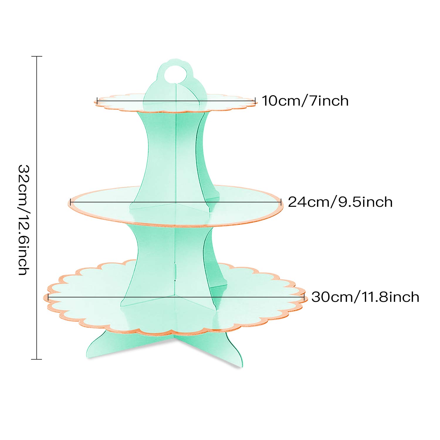 3-Tier Cupcake Stand Set - Green Cardboard Dessert Display Tower for Mini Cakes, Cookies, Fruits & Candy Buffet | Perfect for Birthday Parties, Baby Showers & Wedding Receptions