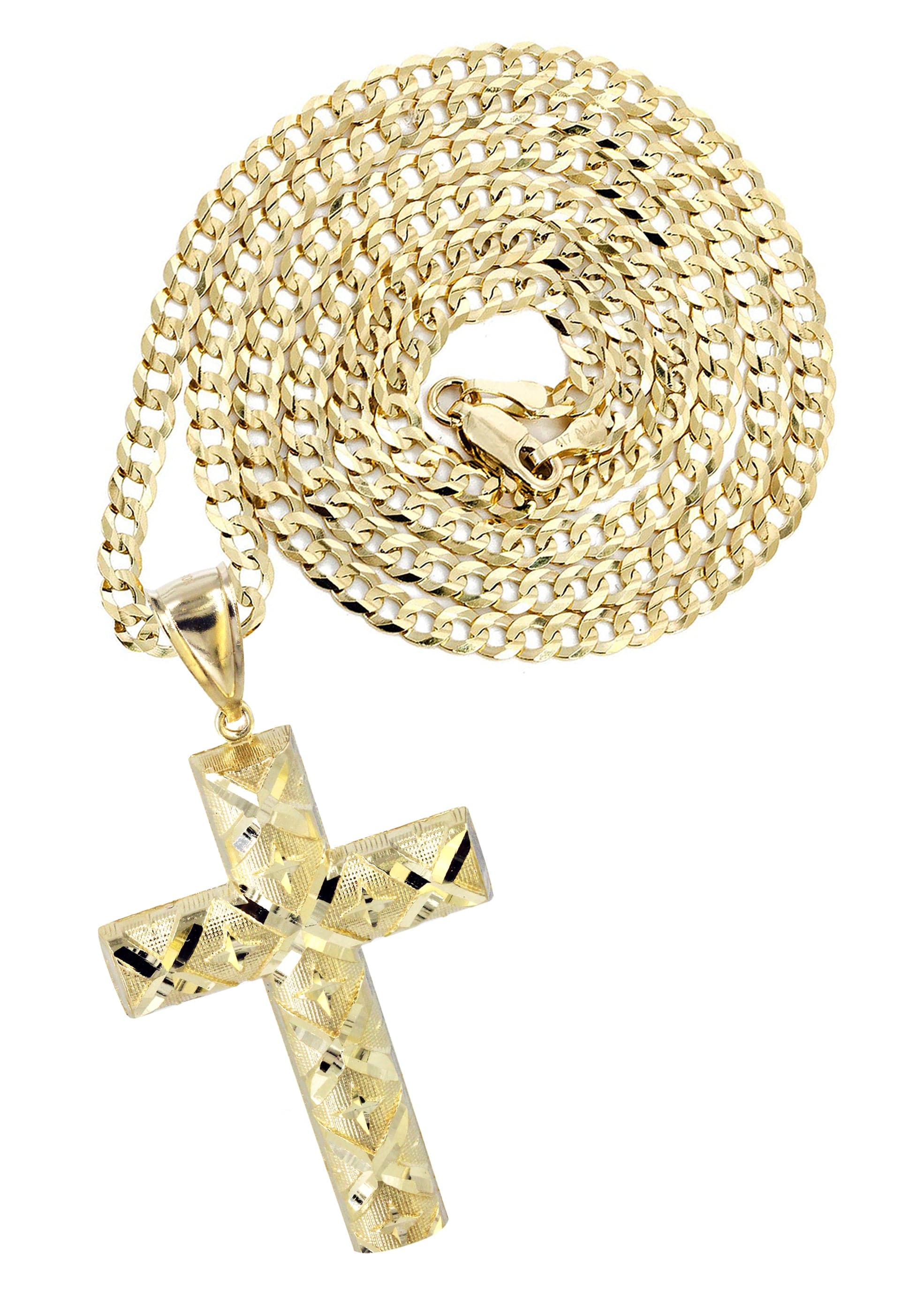 10K Yellow Gold Cross Necklace for Women & Men - 22 Grams Solid Gold Religious Jewelry - Perfect for Baptism, Confirmation & Everyday Wear