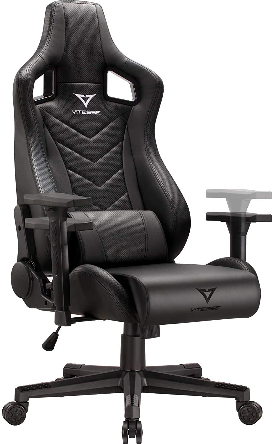 Vitesse Big and Tall Gaming Chair for Adults - Heavy Duty Ergonomic Office Chair with Adjustable Armrests, High Back Racing Style Computer Desk Chair, PU Leather Executive Chair with Lumbar Support & Headrest - Perfect for Gaming, Streaming, and Long Work Sessions