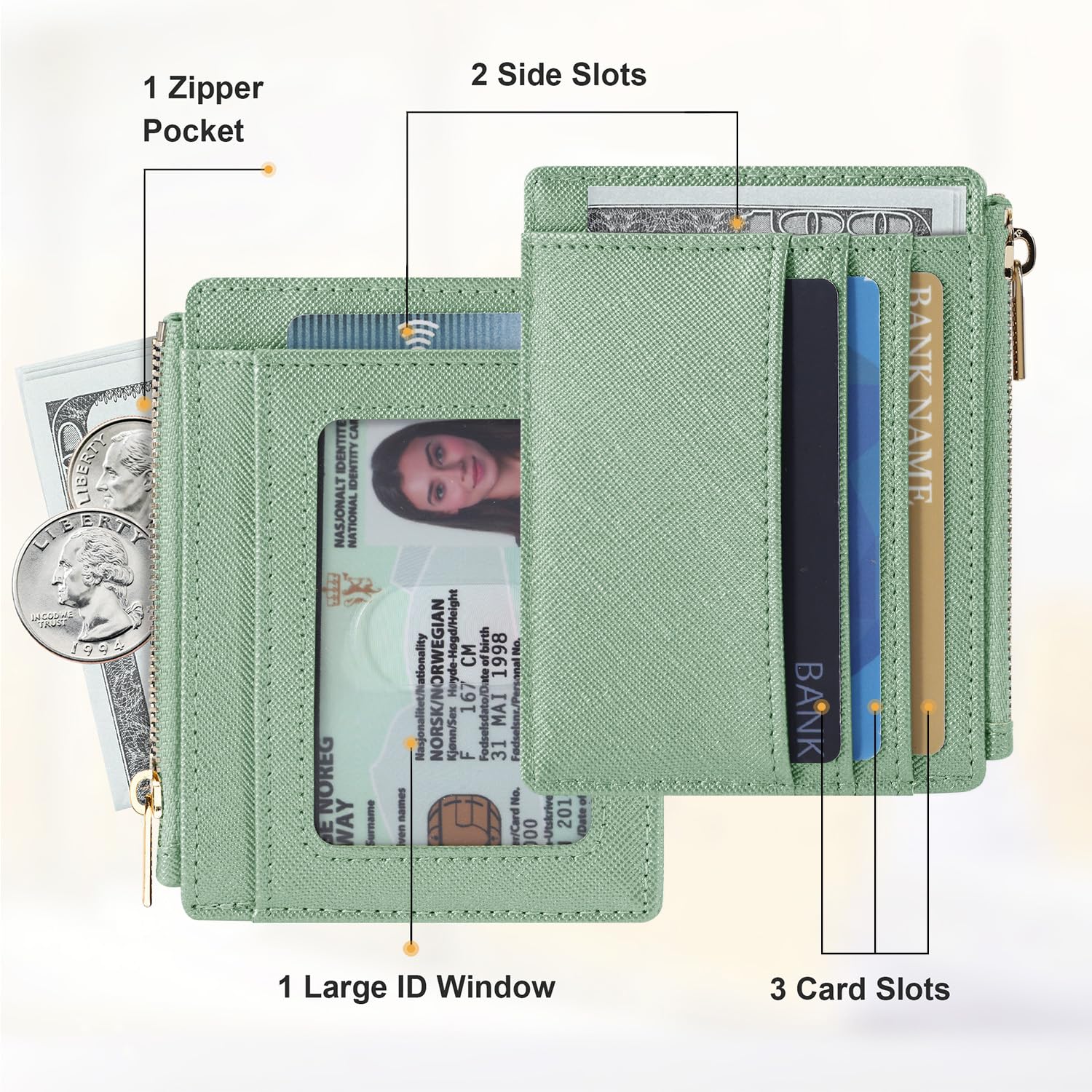 Slim Front Pocket Wallet for Women - RFID Blocking Credit Card Holder with Keychain | Minimalist Leather Card Case for ID, Cash & Keys | Perfect for Travel, Shopping & Everyday Use