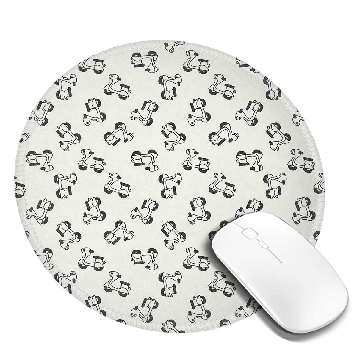 Round Mouse Pad for Wireless Mouse - Small Cute Desk Mouse Pad Set (7.9×7.9×0.12 inches, 2PCS) - Portable Home Office Accessories with Doodle Moped Sketch Design - Perfect for Laptop, Gaming & Workstation Use