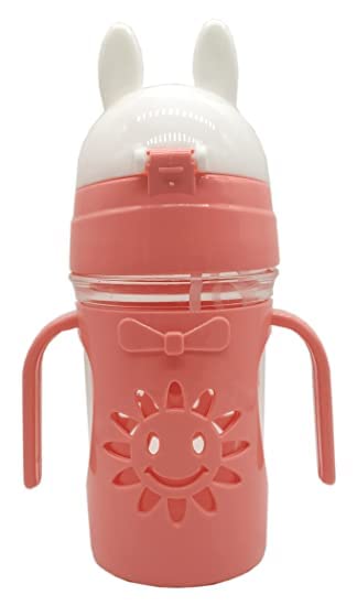 **POPREX Leakproof Baby Sipper Bottle with Straw - BPA Free, Non-Toxic, Durable Twin Handle for Kids | Sun & Face Design | Multicolor | Perfect for Travel, Daycare & On-the-Go Hydration**