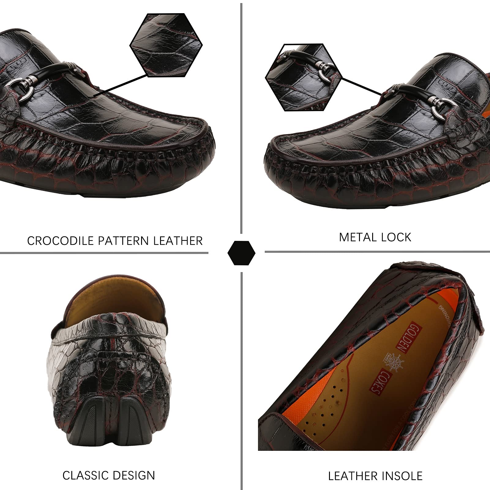 Men's Genuine Leather Slip-On Loafers - Comfortable Casual Driving Moccasins & Breathable Dress Shoes for Work, Travel & Everyday Wear