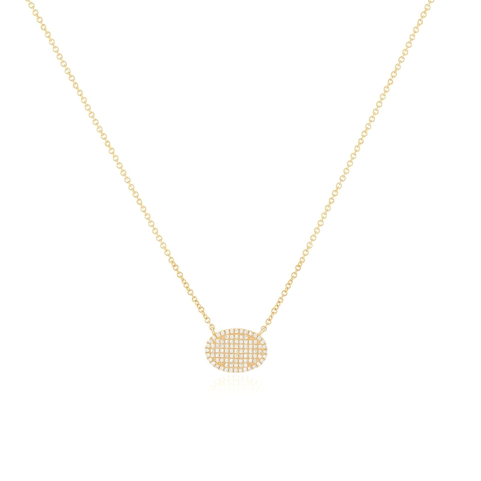 14K Yellow Gold Oval Diamond Pavé Station Necklace - Elegant Dainty Layering Jewelry for Women, Perfect for Weddings, Anniversaries & Everyday Wear