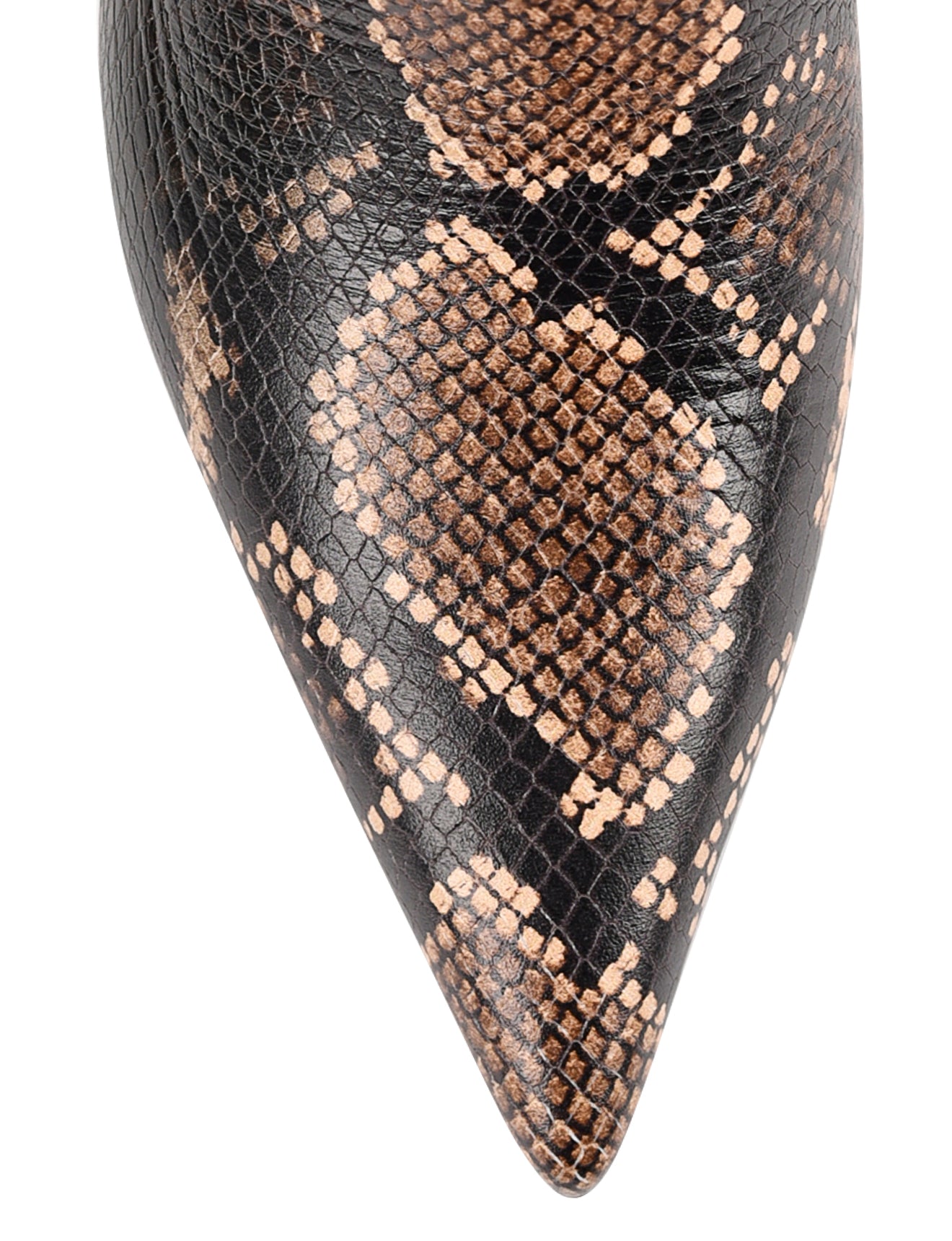 Drew Women's Stiletto Ankle Boots - Brown Snake Leather Pointed Toe Heel Booties for Party, Night Out & Office Wear