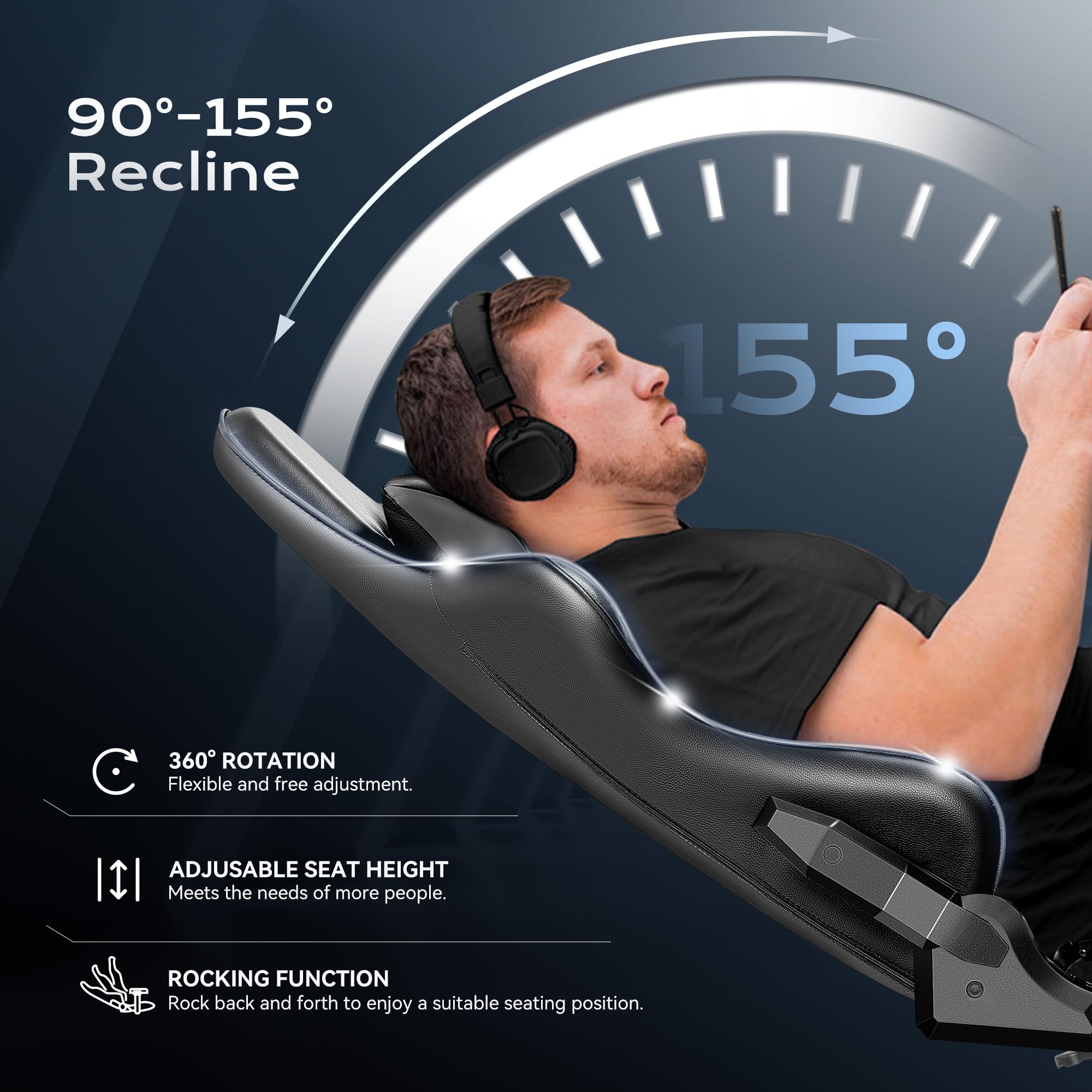 OneGame Black Gaming Chair for Adults - Ergonomic Computer Chair with Adjustable Height, Headrest & Lumbar Support - Racing Style Gamer Chair in Black/Gray - Perfect for PC Gaming, Office Work & Home Entertainment