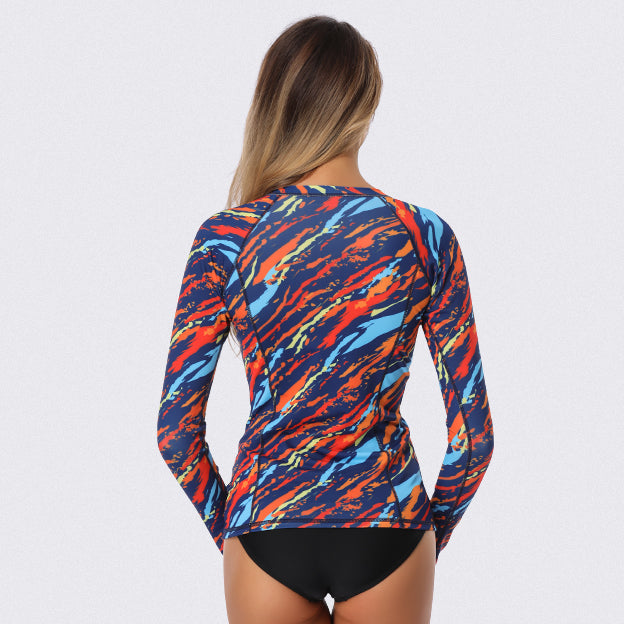Tide Long Sleeve Zip UPF 50+ Sun Protection Rash Guard for Men & Women - Beach, Surfing, Swimming & Outdoor Activities