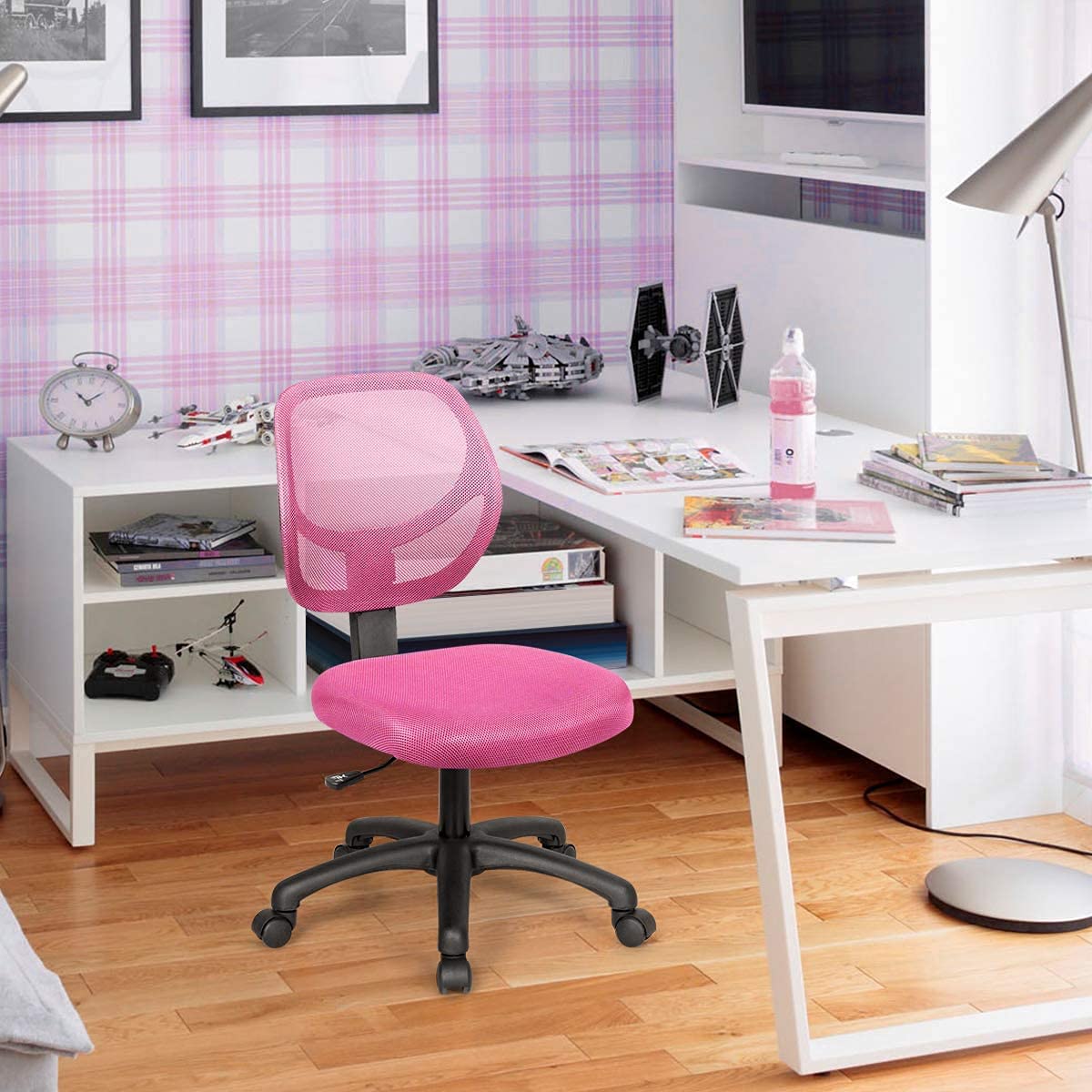 Ergonomic Kids Desk Chair - Adjustable Swivel Study Chair with Breathable Mesh Back for Boys & Girls - Easy Assembly Computer Chair for Home & School (Pink) - Perfect for Homework, Online Learning & Gaming