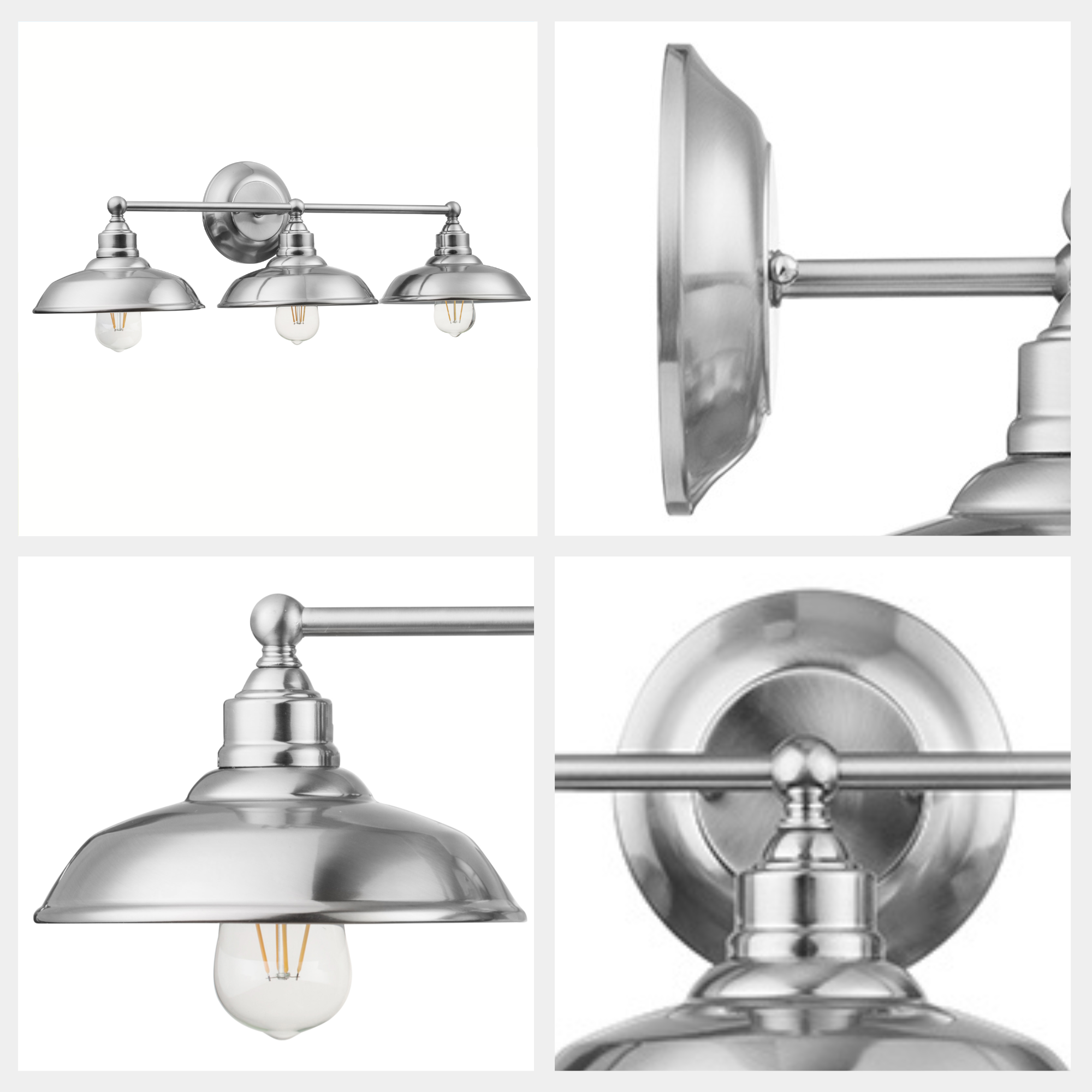 Lyndan 3-Light Brushed Nickel Vanity Light for Bathroom - Modern Wall Sconce with Clear Glass Shades, Perfect for Bathroom Mirror Lighting and Bedroom Decor