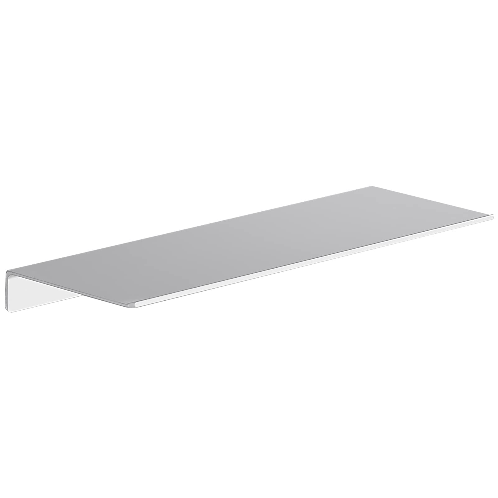Danpoo Adhesive Floating Shelf - 16 Inch Metal Wall Mounted Storage Shelf for Bathroom, Living Room, Kitchen & Bedroom - Display Organizer for Collectibles, Books & Decor (Silver) - Perfect for Small Space Organization & Home Decor