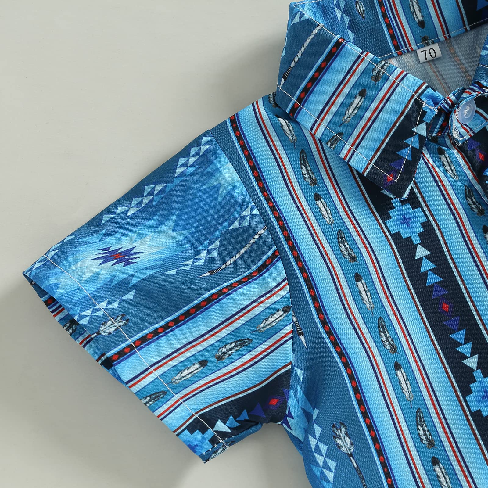Aztec Print Baby Boy Button-Up Shirts - Short & Long Sleeve Western Style Casual Tops for Summer | Perfect for Country Outings, Photoshoots & Special Occasions