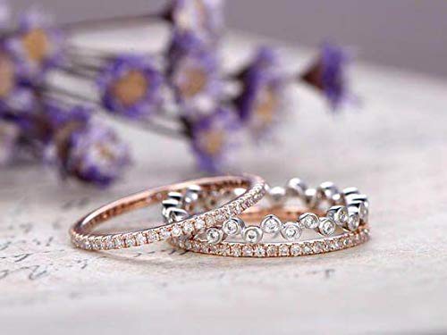 1.50 Carat 3-Piece Wedding Ring Set - 18k Gold Plated Stackable Bridal Band for Engagement, Anniversary & Everyday Wear