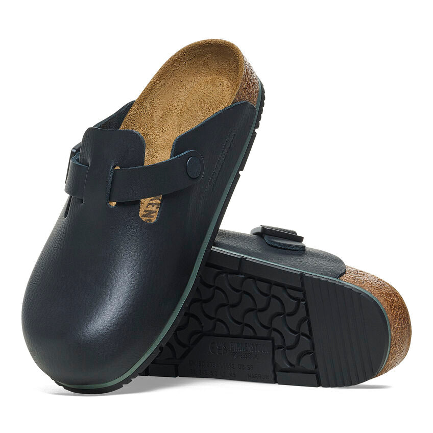 Birkenstock Boston Pro Leather Clogs for Men & Women - Black Comfortable Slip-On Shoes for Home, Office & Casual Wear