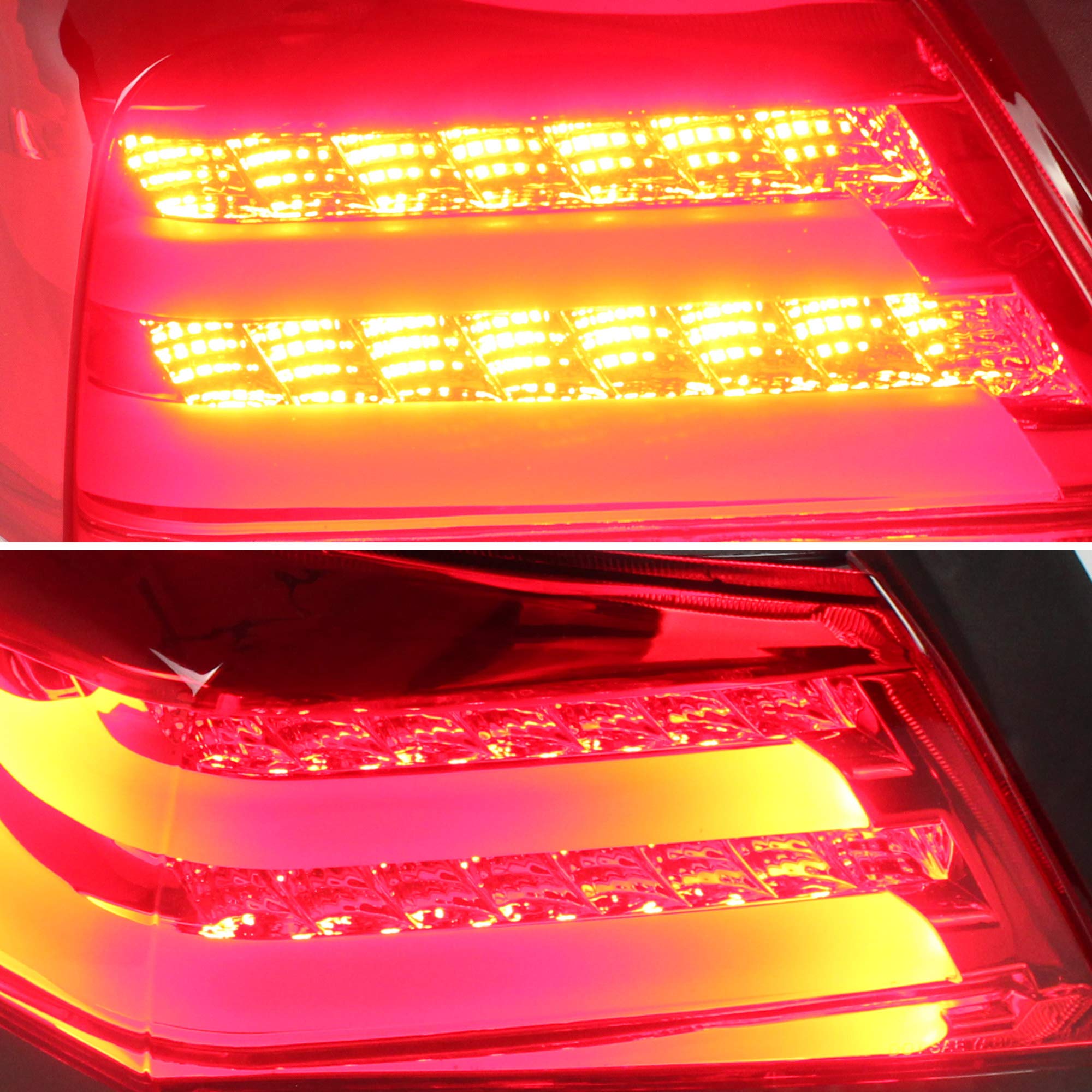 YUANZHENG LED Tail Lights for Honda Accord Inspire 8th Gen Sedan 2008-2012 (2PCS Red & Clear) - YAB-YG-0196 Replacement Parts - Enhance Night Visibility & Safety for Daily Commute & Road Trips