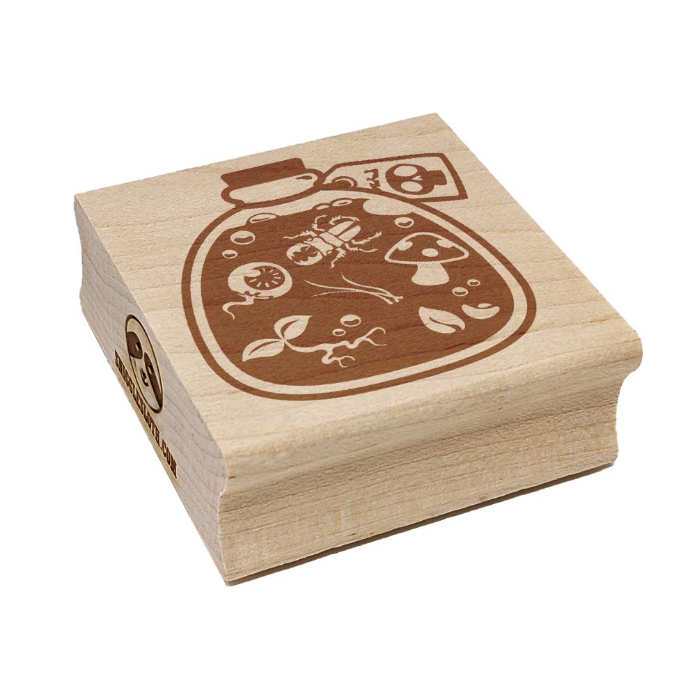 Witch Brew Poison Potion Halloween Square Rubber Stamp - 1.25 Inch Small Craft Stamp for DIY Scrapbooking, Card Making & Gift Wrapping - Perfect for Halloween Party Decorations and Spooky Crafts