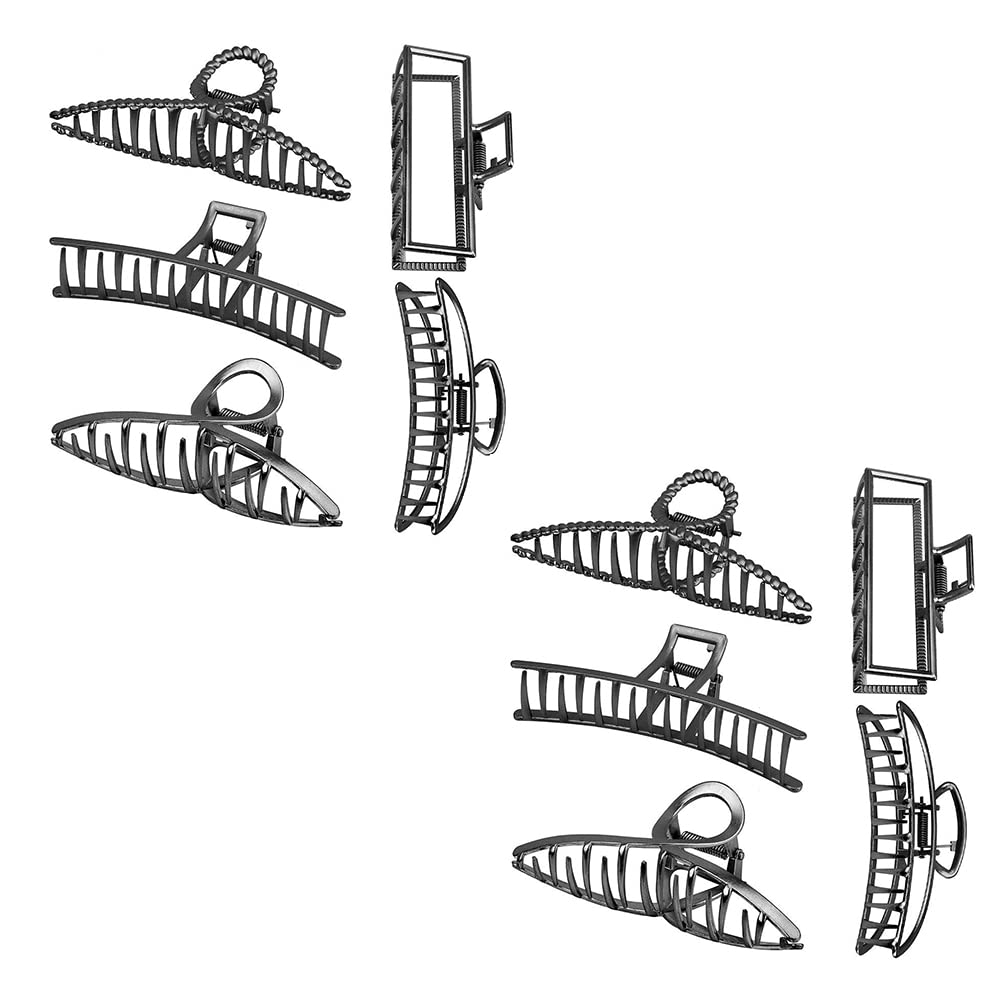 Magik 5-10 Pack Jumbo Metal Hair Claw Clips for Thick Hair - Large Strong Hold Non-Slip Hair Clips (10 Pack, Black) - Perfect for Updos, Ponytails & Everyday Hairstyles
