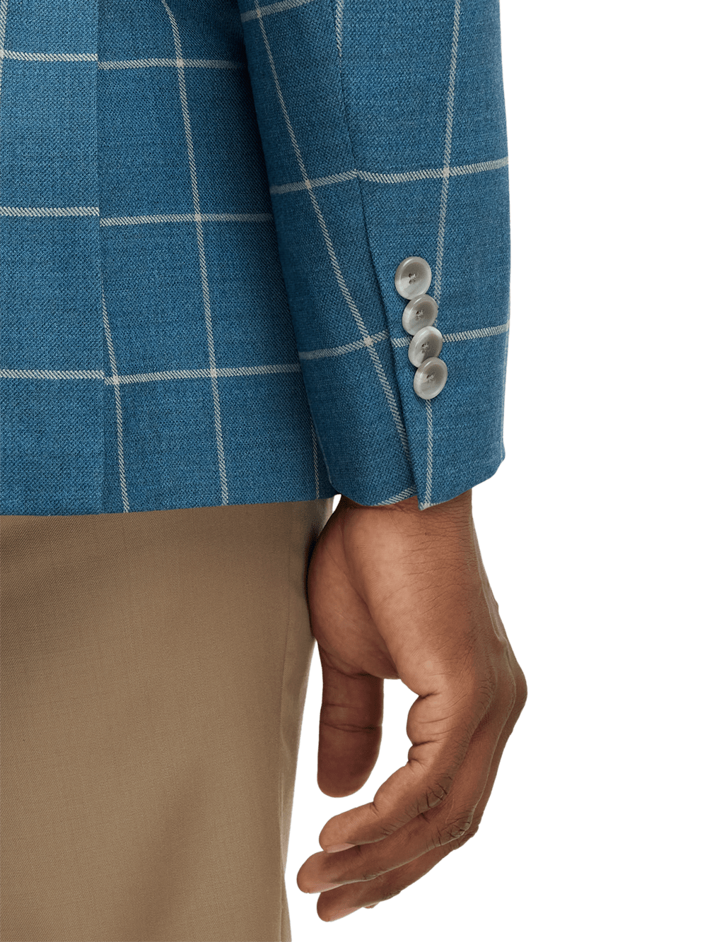 Premium Wool Windowpane Single Breasted Peak Lapel Blazer - Teal Blue | Formal Business Suit Jacket for Men | Perfect for Office, Weddings & Special Occasions