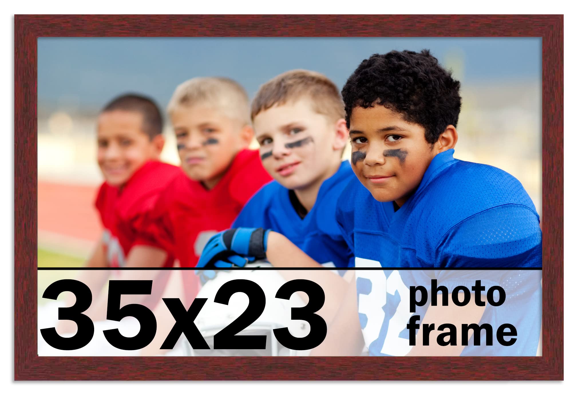 CountryArtHouse 35x23 Inch Solid Wood Picture Frame in Rich Mahogany Brown - Includes UV Acrylic Plexiglass, Acid-Free Foam Backing & Hanging Hardware - Perfect for Wall Art, Family Photos, and Home Decor Display