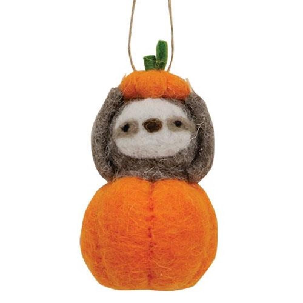 Handmade Felted Pumpkin Sloth Ornament - Cute Fall Decor for Home, Christmas Tree, Gifts & Seasonal Crafts | Perfect for Halloween, Thanksgiving & Autumn Decorations