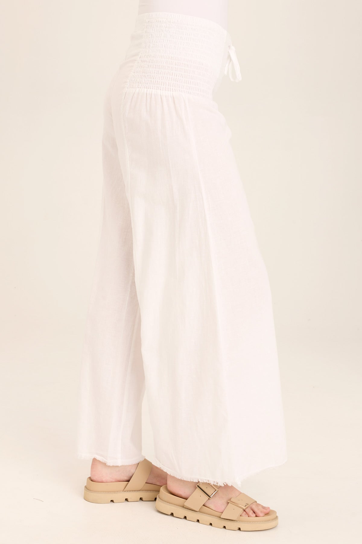 Kaj Women's Wide Leg Cotton Linen Flare Pants - Comfortable High Waisted Boho Trousers for Casual Wear, Summer Outfits & Beach Vacations