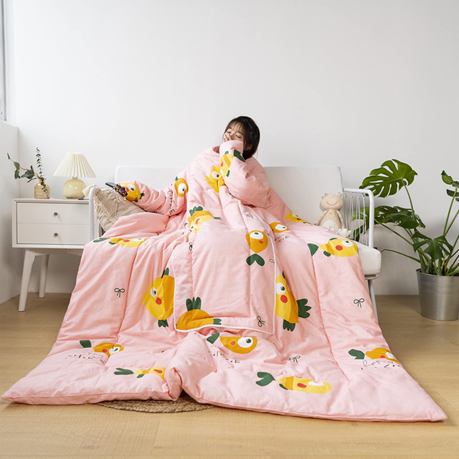 **Wearable Blanket with Sleeves - Thick & Warm Winter Quilt for Adults - Removable Soft Fleece Lazy Quilt - Perfect for TV Watching, Lounging & Bed Use - 150x200cm (D)**