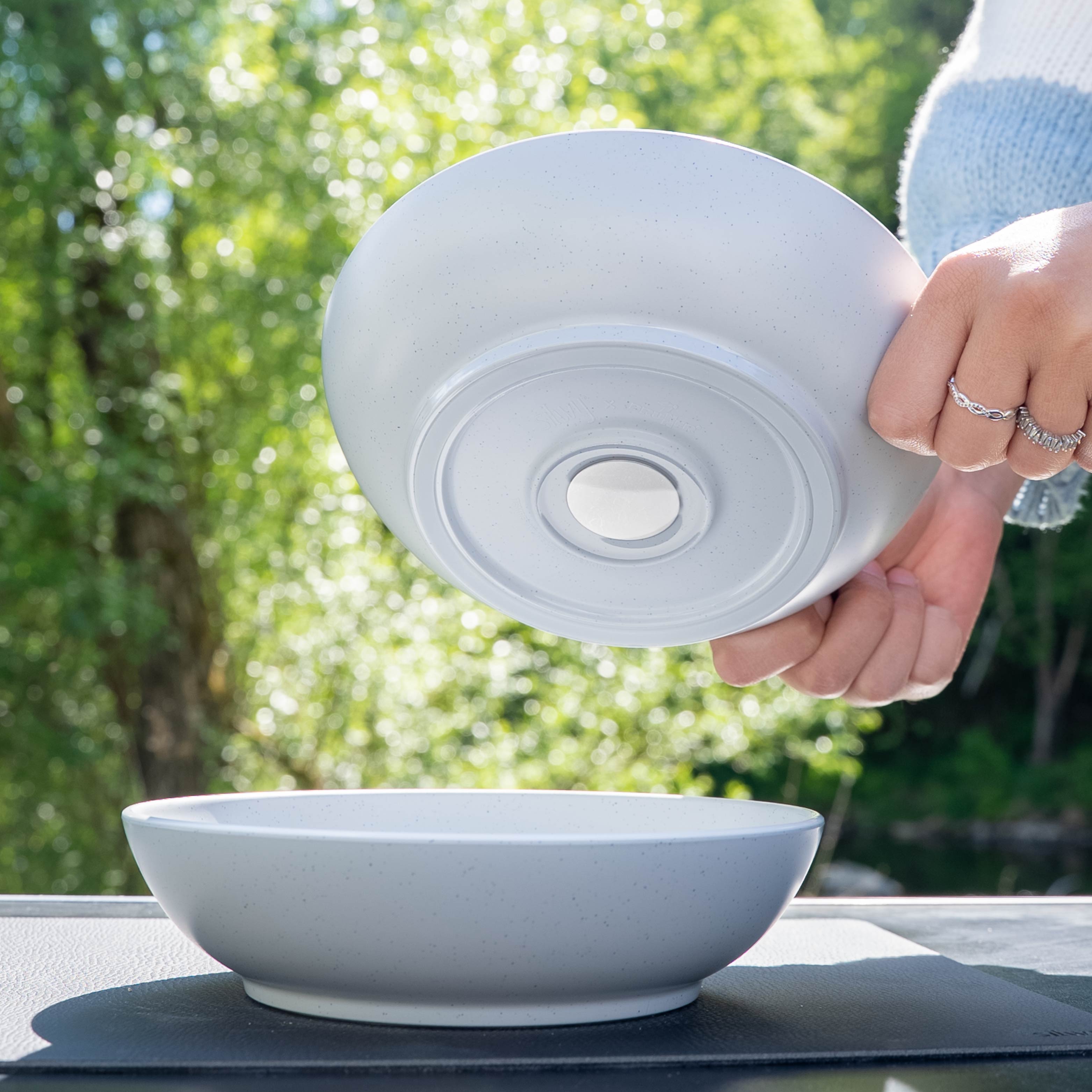 Premium Magnetic Plastic Food Bowls - DOLOMIT WHITE Set of 4 (20cm) for Kitchen Storage, Fridge Organization & Pet Feeding
