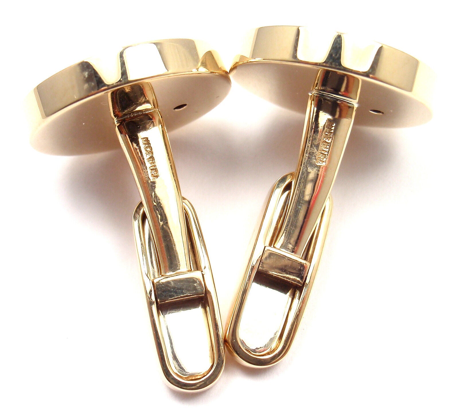 Authentic Bvlgari 18K Yellow Gold Mother of Pearl Cufflinks for Men - Luxury Dress Shirt Accessories for Weddings & Formal Events