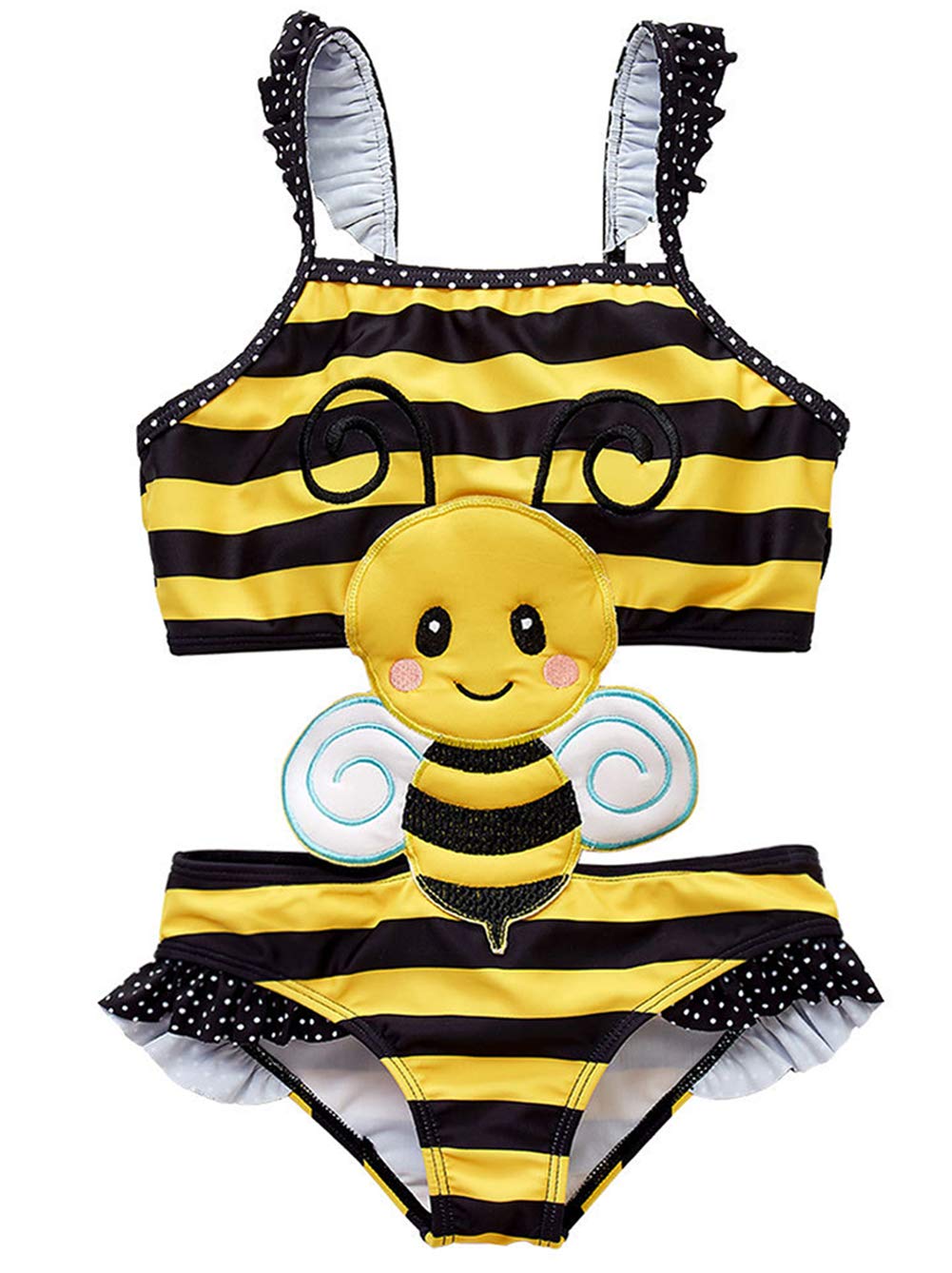 Girls Sleeveless Printed One Piece Swimsuit Set - Cute Kids Swimwear for Beach & Pool (18M-8 Years) | Perfect for Summer Vacation, Water Parks & Family Outings