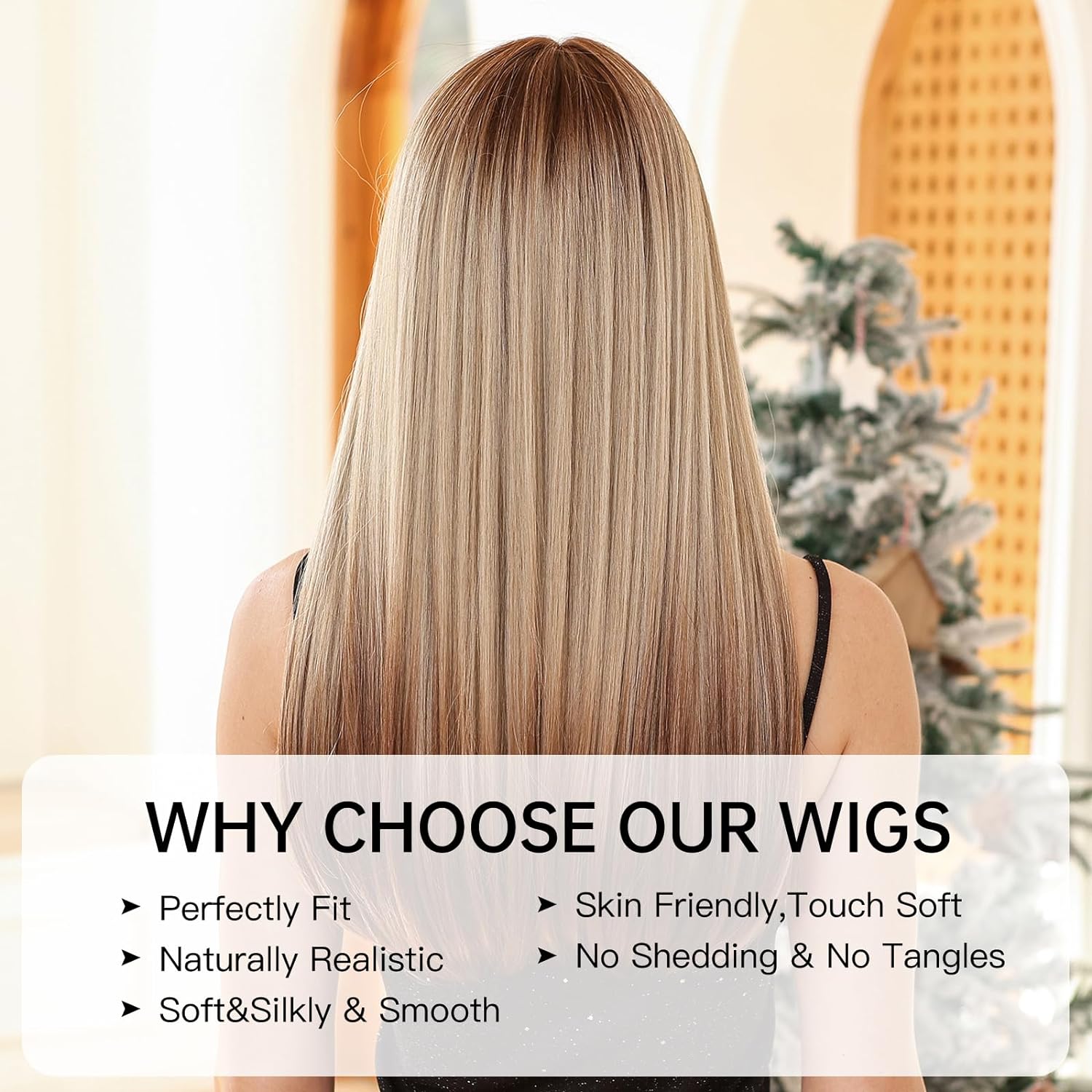 Brown Blonde Ombre Wig for Women - Soft & Natural Looking Synthetic Hairpiece for Daily Wear, Cosplay & Costume Parties