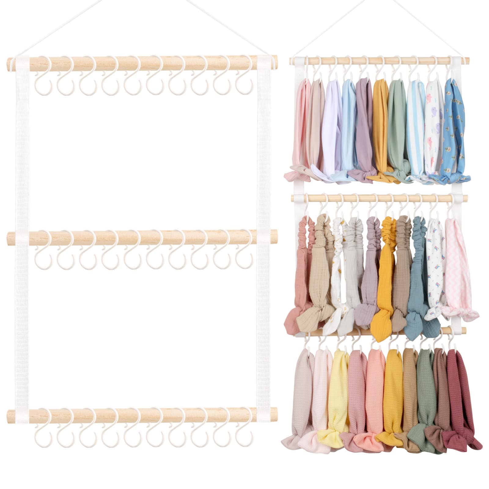 POVETIRE Headband Holder & Organizer for Girls - Baby Headbands Hair Accessories Storage Wall Hanging Decor for Nursery, Toddler & Girls Room - Perfect for Bedroom, Bathroom & Closet Organization