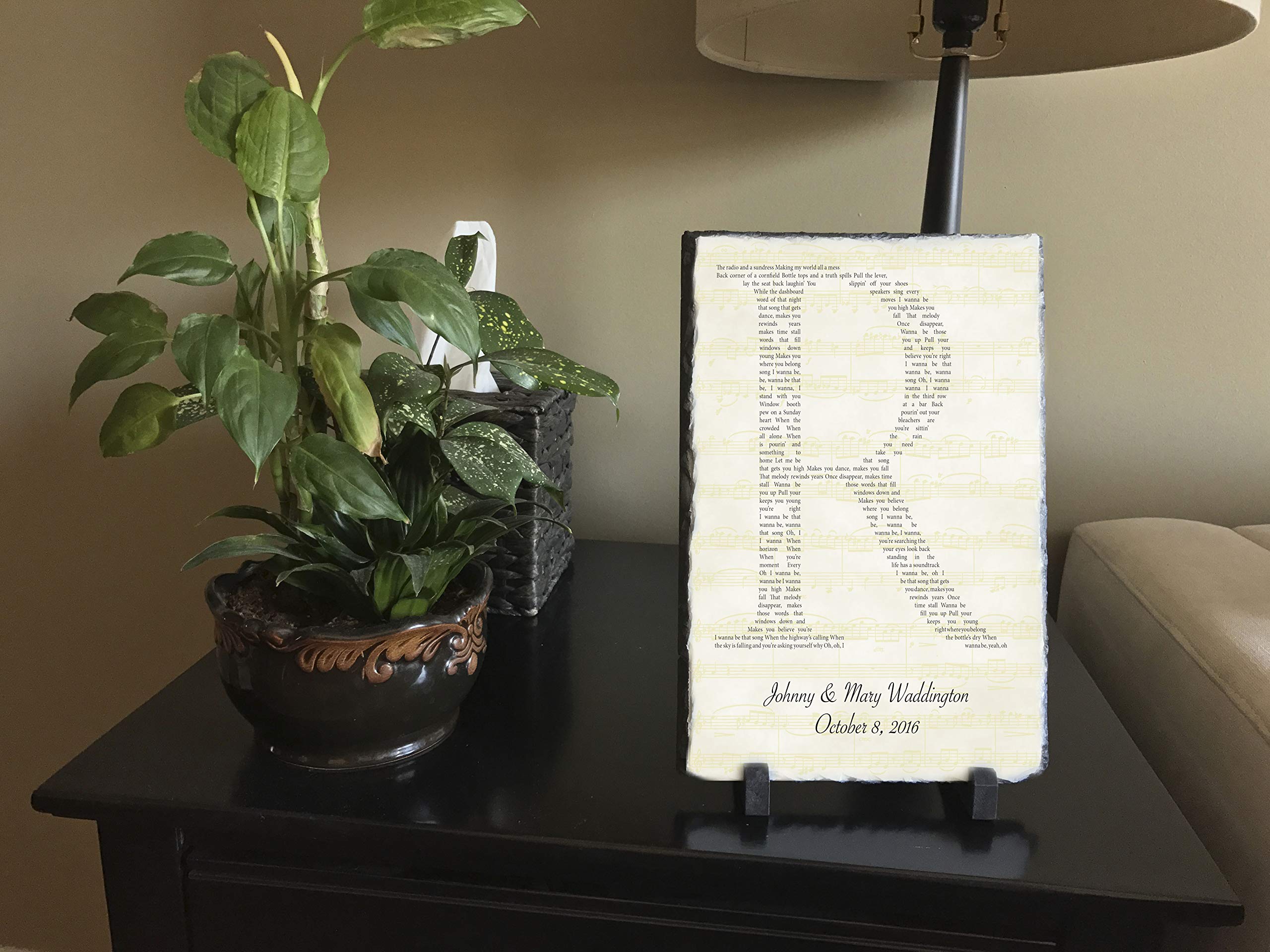 Handmade Personalized Wedding Slate Plaque - Custom Engraved Anniversary Gift for Couples, Rustic Home Decor for Wedding, Anniversary & Special Occasions