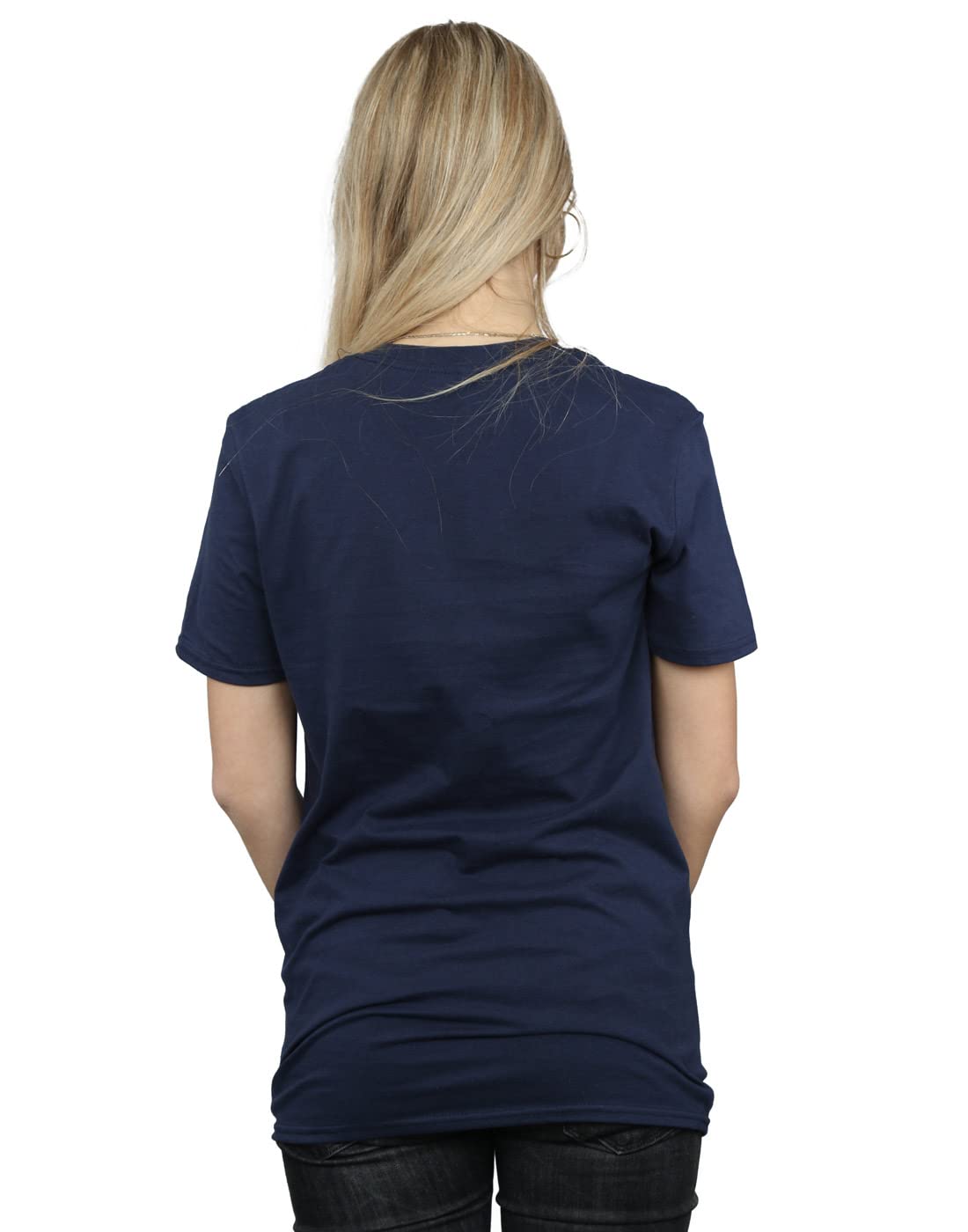 Disney Frozen Elsa Christmas Silhouette Women's Boyfriend Fit T-Shirt - X-Large Navy Blue | Casual Holiday Wear, Gift for Disney Fans, Christmas Party Outfit
