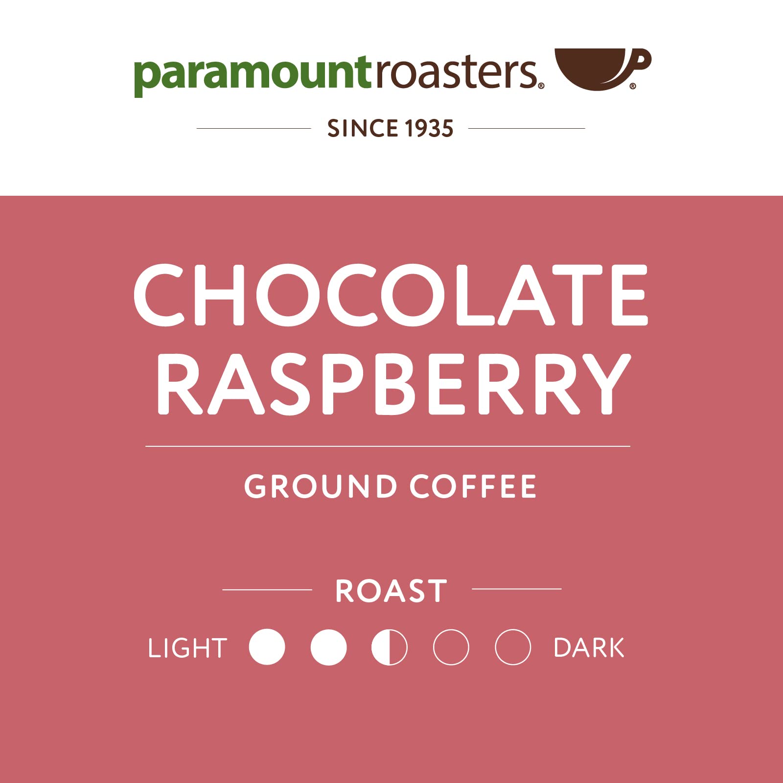 Paramount Roasters Chocolate Raspberry Flavored Ground Coffee - Medium Roast 12 oz Bag | Gourmet Coffee for Breakfast, Office & Gifts | Paramount Coffee Company