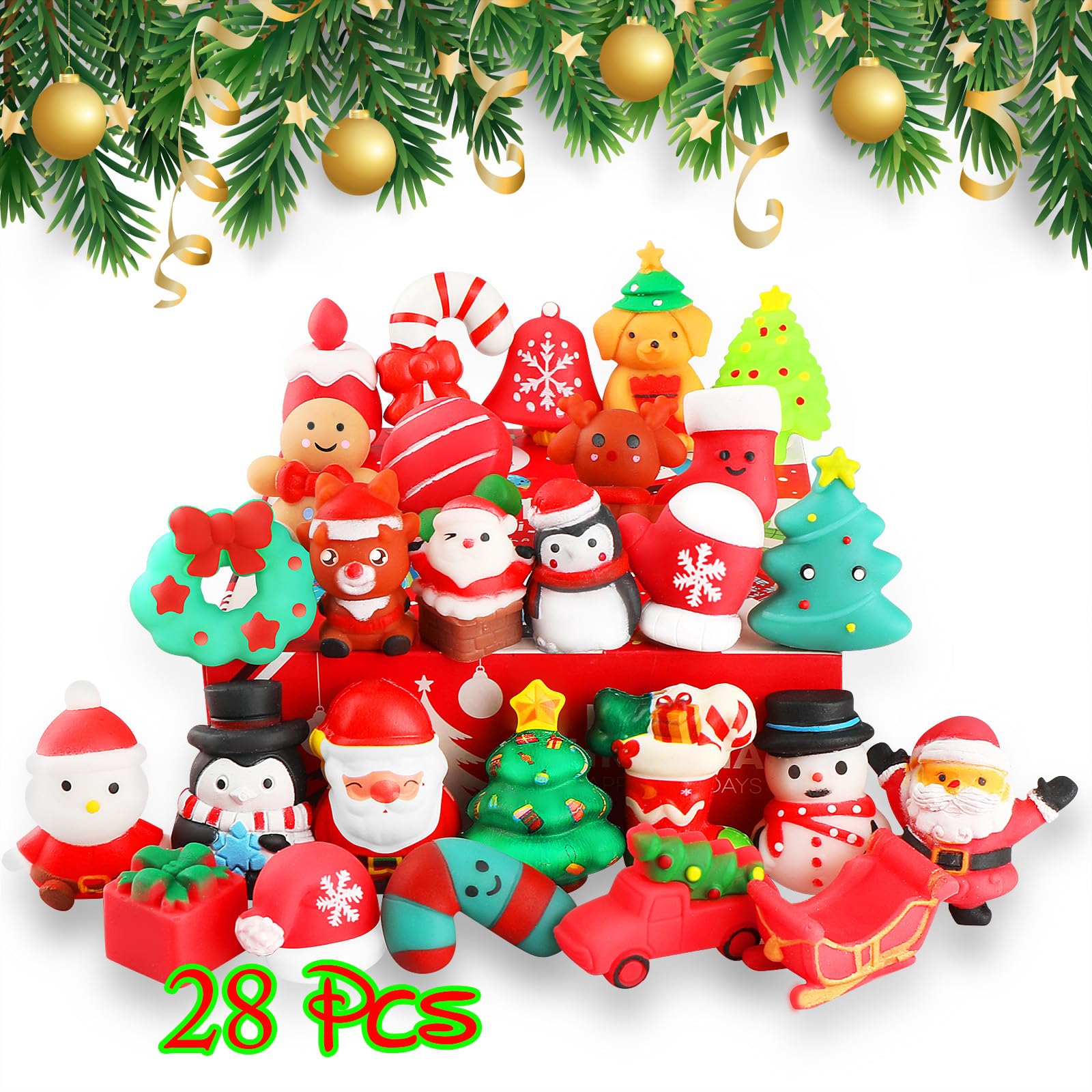 28 Pack Kawaii Cat Squishy Toys - Stress Relief Gifts for Kids Birthday & Party Favors