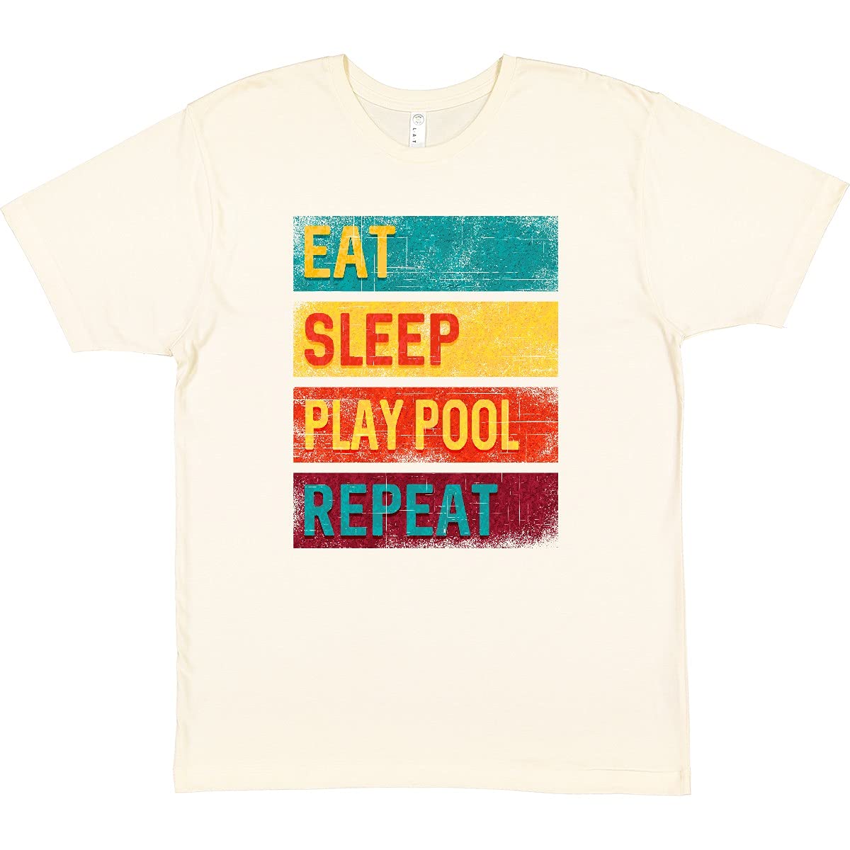 Inktastic Billiards Eat Sleep Play Pool Repeat T-Shirt for Men & Women - Funny Cue Sports Gift for Pool Players & Billiard Lovers - Perfect for Casual Wear, Game Nights & Sports Events