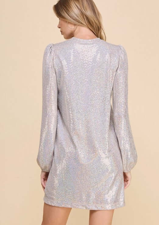 Glam Puff Sleeve Mini Dress - Women's Elegant Party Cocktail Dress | Made in USA | Perfect for Weddings, Date Nights & Special Occasions