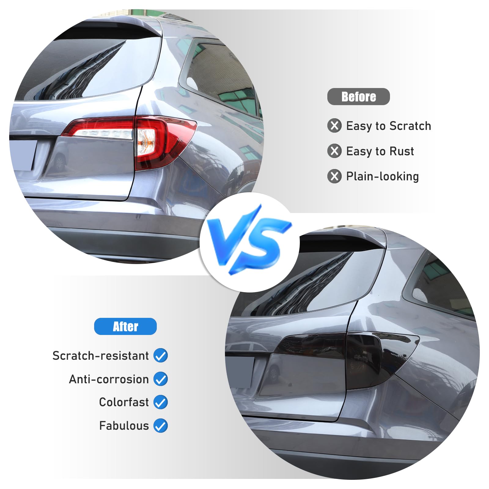 Smoked Tint ABS Tail Light Covers for Honda Pilot 2019-2022 - 4PCS Rear Taillight Guards (Transparent Gray) - Durable Exterior Car Accessories for Night Driving & Enhanced Style