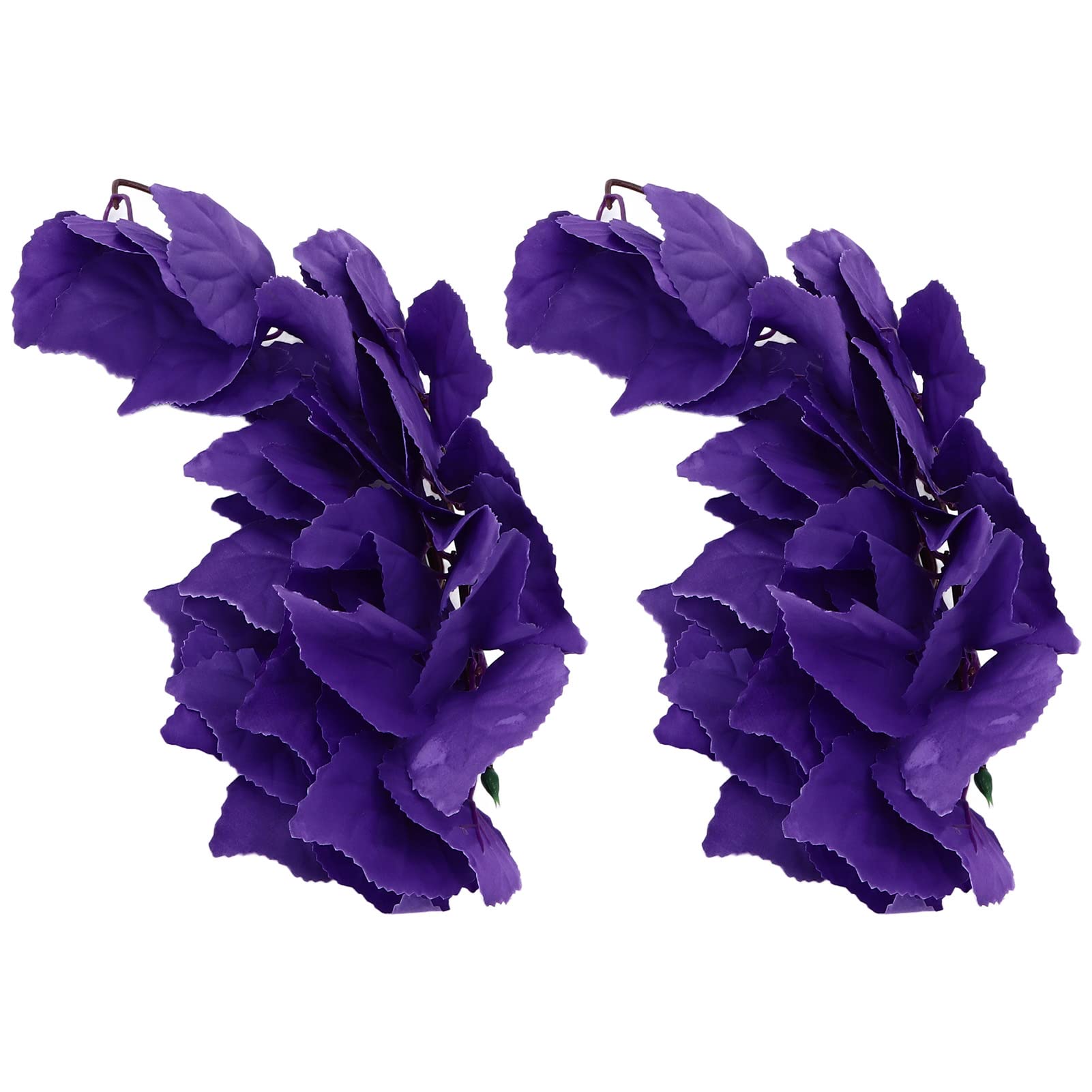 2pcs Artificial Purple Hanging Reptile Plants - Lifelike Plastic Terrarium Decor with Suction Cups for Reptile & Amphibian Habitats - Perfect for Chameleon Tanks, Gecko Cages & Vivarium Decorations
