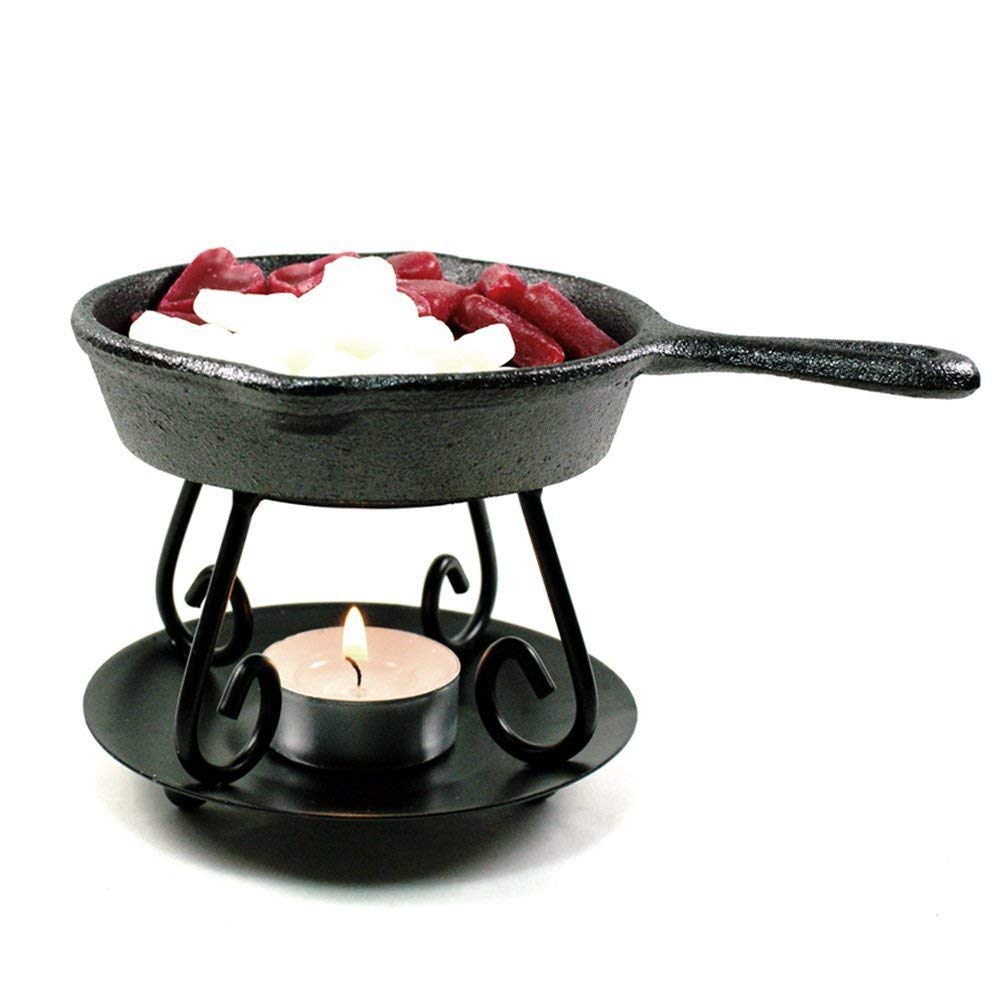 Premium BRIGHT IDEAS Wax Melter - Cast Iron Skillet with Adjustable Warmer & Decorative Trivet for Home Fragrance, Aromatherapy, and Cozy Ambiance | Perfect for Living Room, Bedroom, and Spa Relaxation