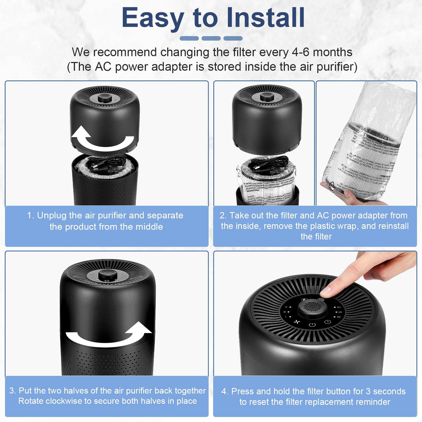 2 Pack TPLMB H13 True HEPA Air Purifiers for Bedroom & Living Room - Quiet 24dB, Night Light, Speed Control, Fragrance for Better Sleep - Perfect for Home, Office, Nursery & Small Spaces (Black)